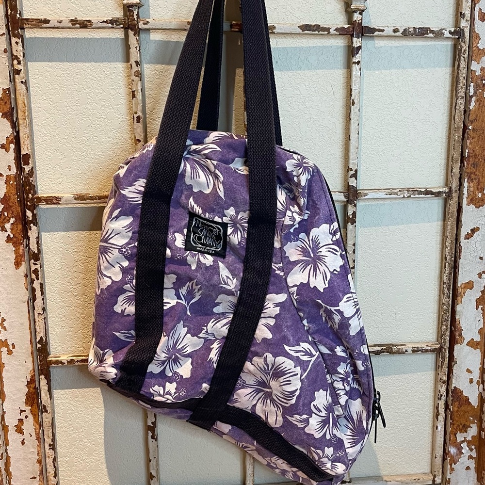 Newport Canvas Company Hibiscus Print Purple Bag Travel Casual